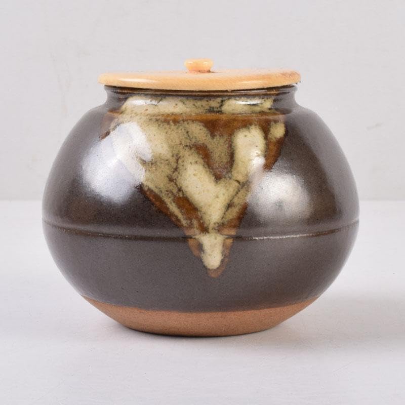 茶道具　膳所焼　淡海ぜぜ　平茶入　仕覆付　宗達極書付箱　M　8488 茶道具 膳所焼 淡海ぜぜ 平茶入 仕覆付 宗達極書付箱 M